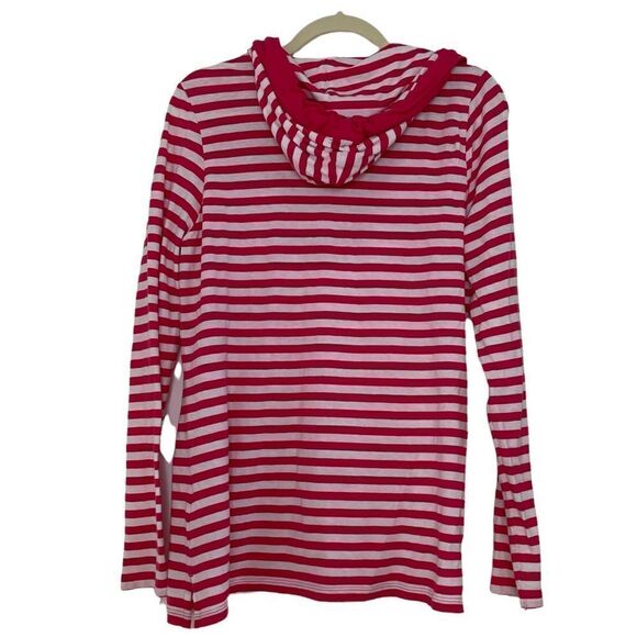 Vineyard Vines Pink & White Striped Hooded Tee - M - Picture 2 of 5